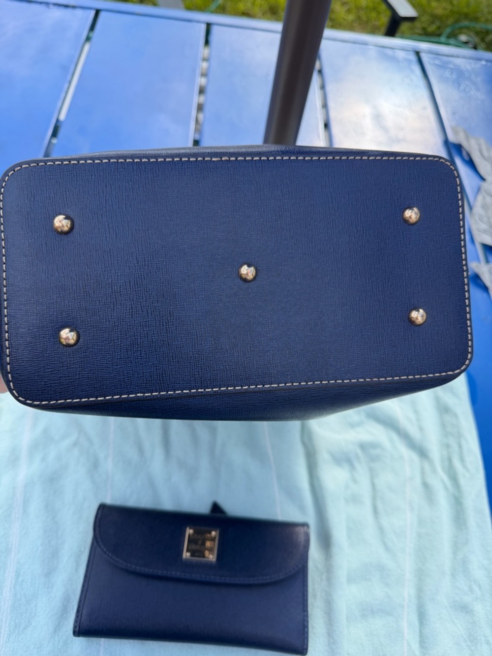 Dooney & Bourke Navy Saffiano Leather Bucket Bag with Matching Wallet - Picture 4 of 10
